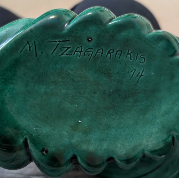 Large Cornucopia Sea Shell Pottery Vase Turquoise Blue Nautical Beach Decor Rare - Picture 4 of 4